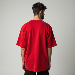 Red French Terry Oversized T-shirt For Men