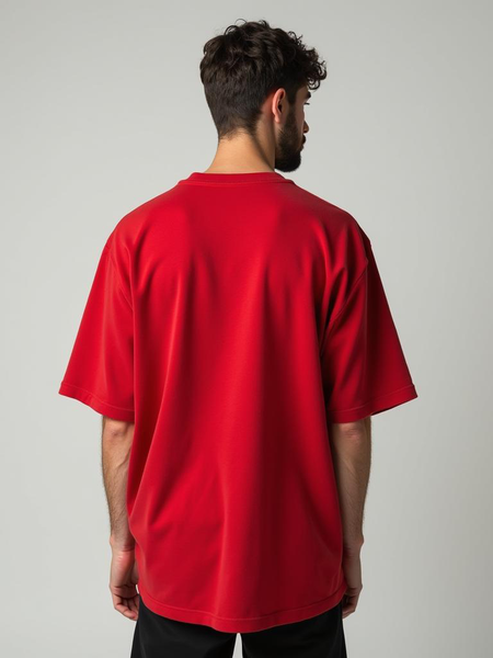 Red French Terry Oversized T-shirt For Men