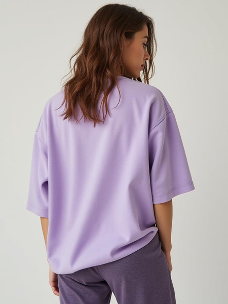 Lavender French Terry Oversized T-shirt for Women