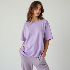 Lavender French Terry Oversized T-shirt for Women