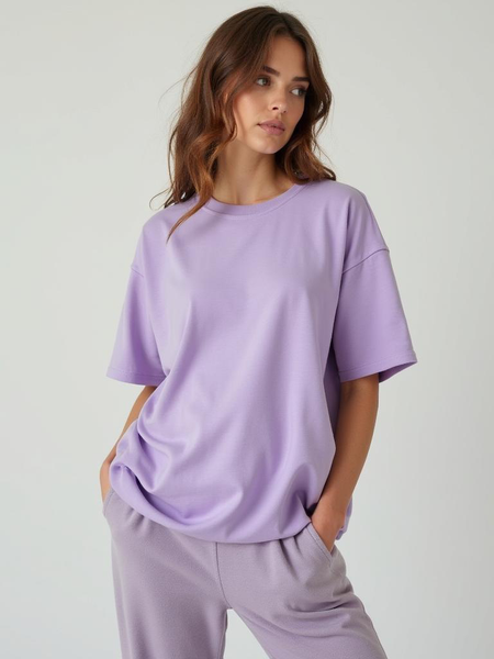 Lavender French Terry Oversized T-shirt for Women