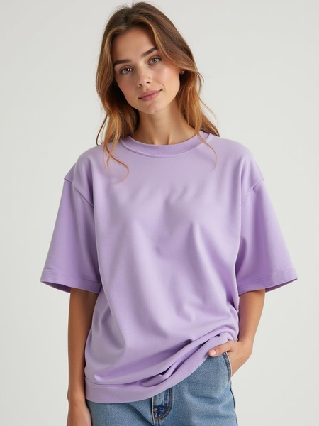 Lavender French Terry Oversized T-shirt for Women