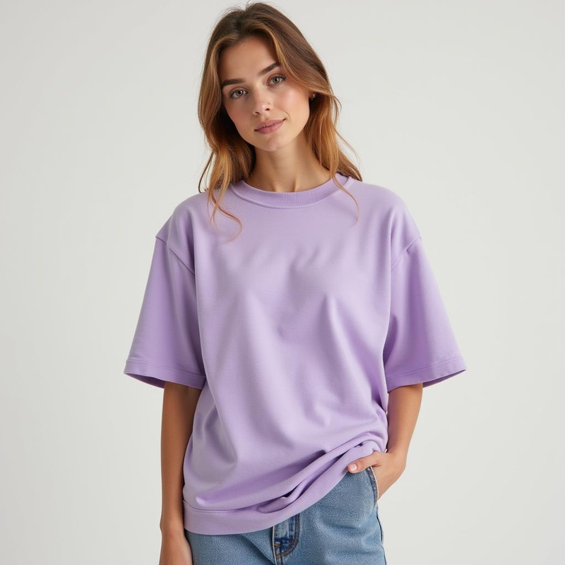Lavender French Terry Oversized T-shirt for Women