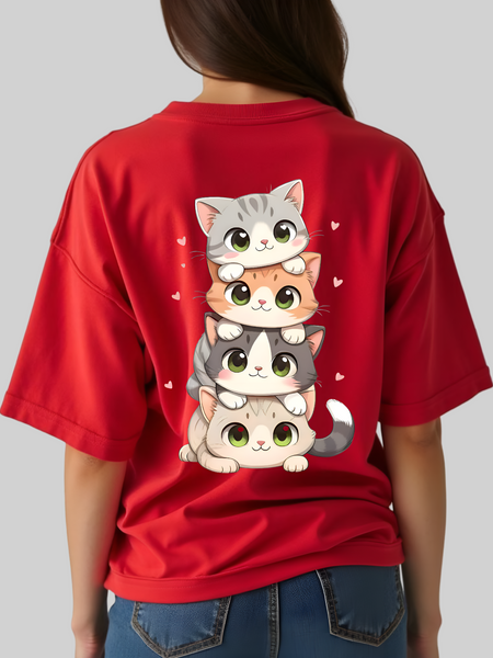 Hey Meow Oversized T-shirt For Women
