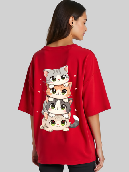 Hey Meow Oversized T-shirt For Women