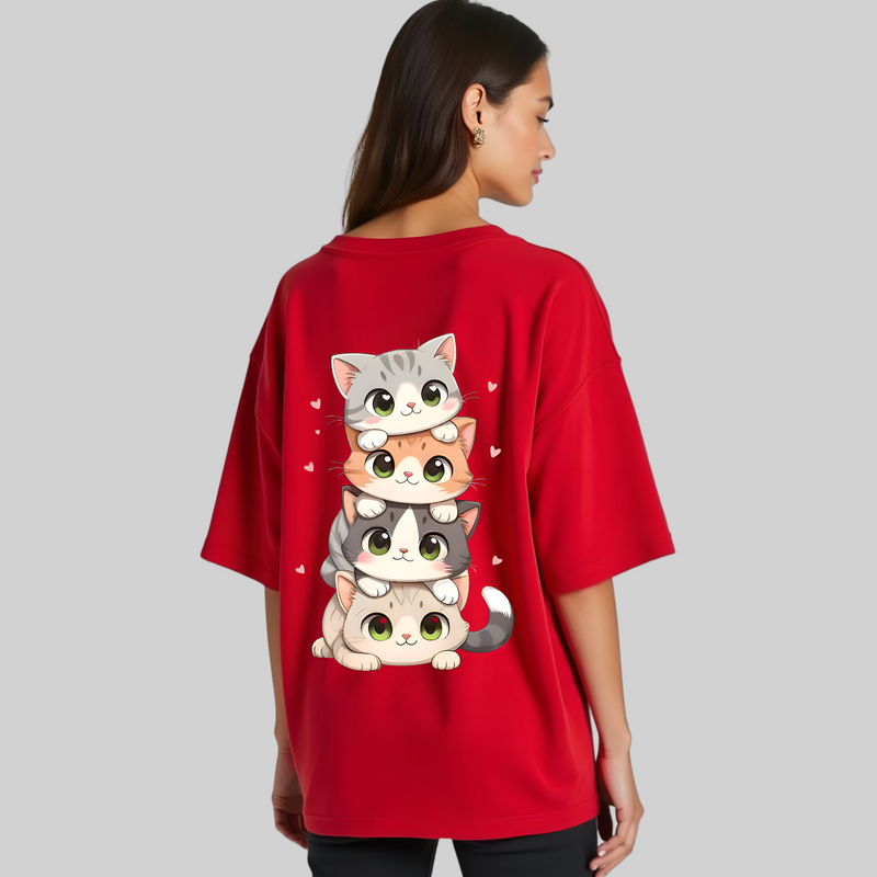 Hey Meow Oversized T-shirt For Women