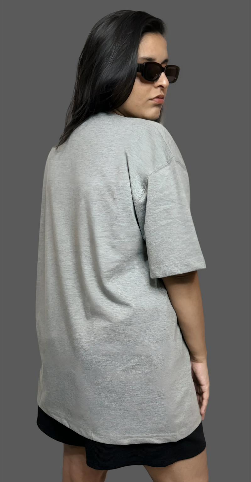 Grey Anime Oversized T-Shirt For Women
