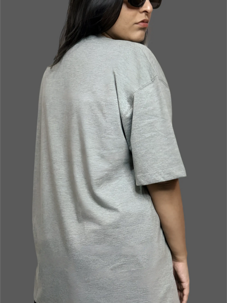 Grey Anime Oversized T-Shirt For Women