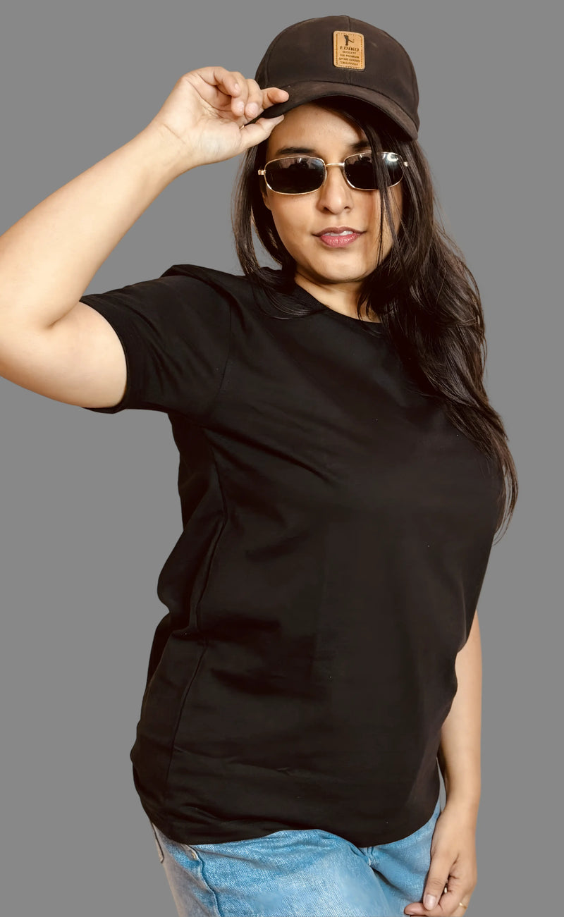 Black Regular Fit T-shirt for Women