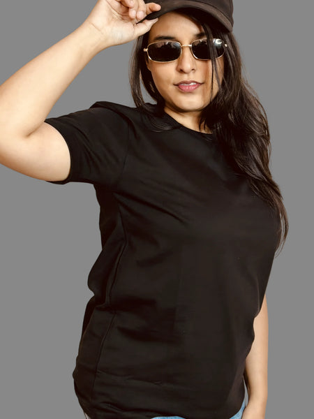 Black Regular Fit T-shirt for Women